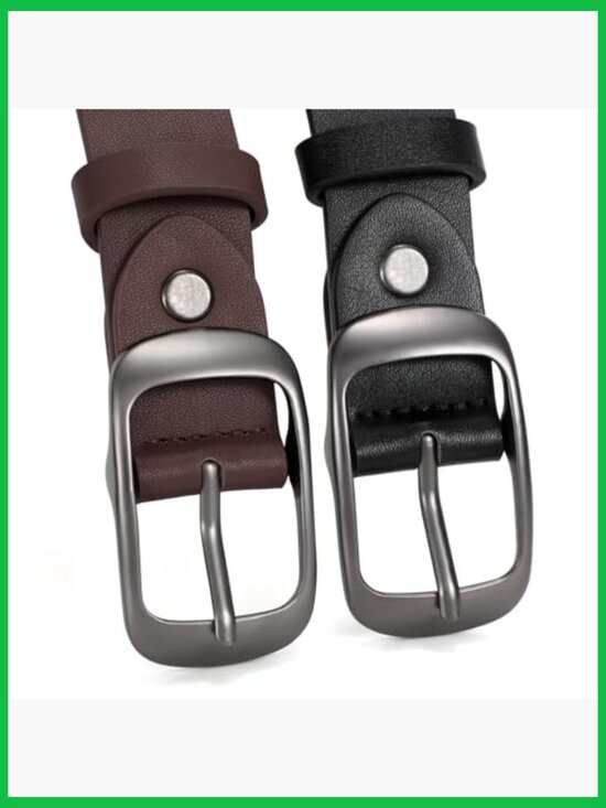 2 Pack Cowhide Leather Belts with Pin Buckle for Jeans Dress main image 6